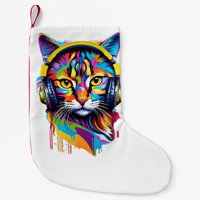 Kopfhörerkatze Kleiner Weihnachtsstrumpf (Vorderseite)
