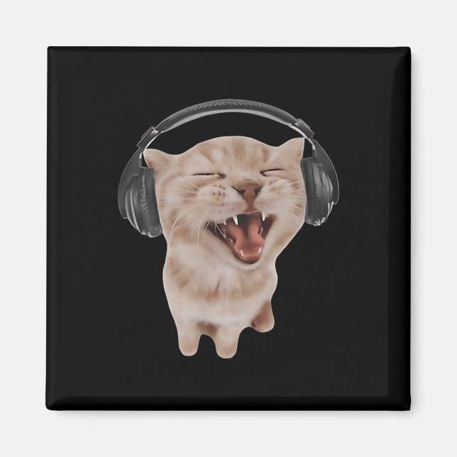Kopfhörerkatze Magnet (Vorne)