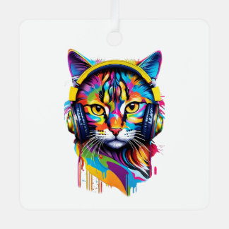 Kopfhörerkatze Ornament Aus Metall