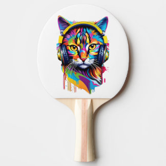 Kopfhörerkatze Tischtennis Schläger