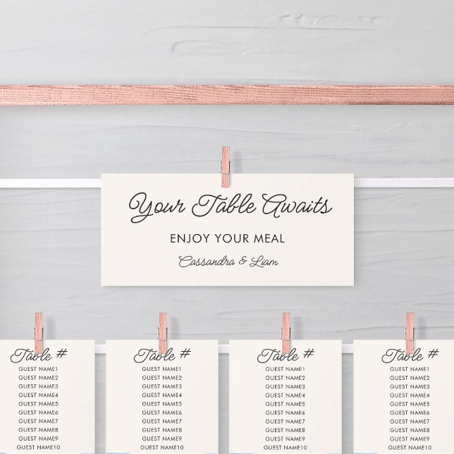 Kopfkarte für den Seekarten-Kopfkeil der Creme Einladung (Seating Chart Header Card from the Summer Beach Wedding Collection by Darling & May)