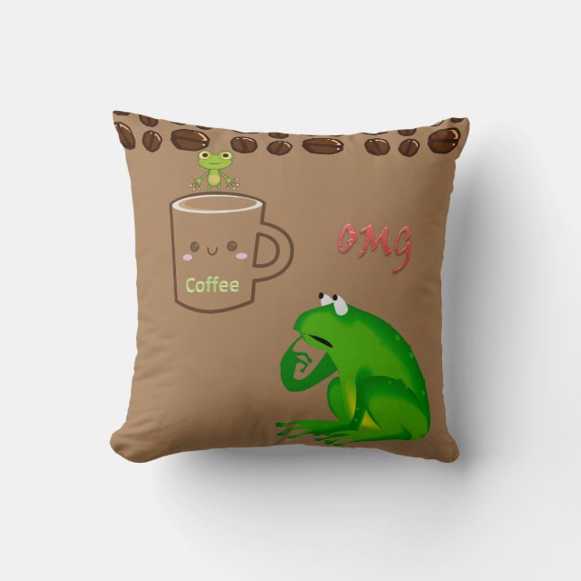 Kopfkissen Kaffeebohnen Frosch OMG Kissen (Vorderseite)