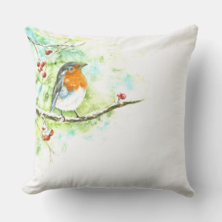 Kopfkissen mit Aquarell Robin Kissen