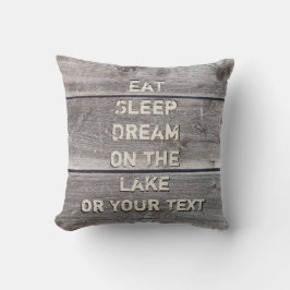 Kopfkissen mit dem Text des Lake House Kissen