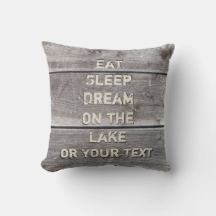 Kopfkissen mit dem Text des Lake House Kissen