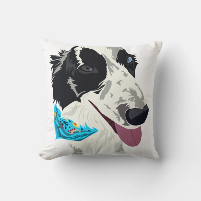 Kopfkissen mit geschnitzter Border Collie Kissen (Vorderseite)