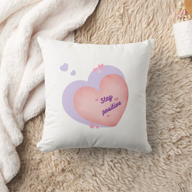 Kopfkissen mit Herzdesign - Bleibe positiv Kissen (Decke)
