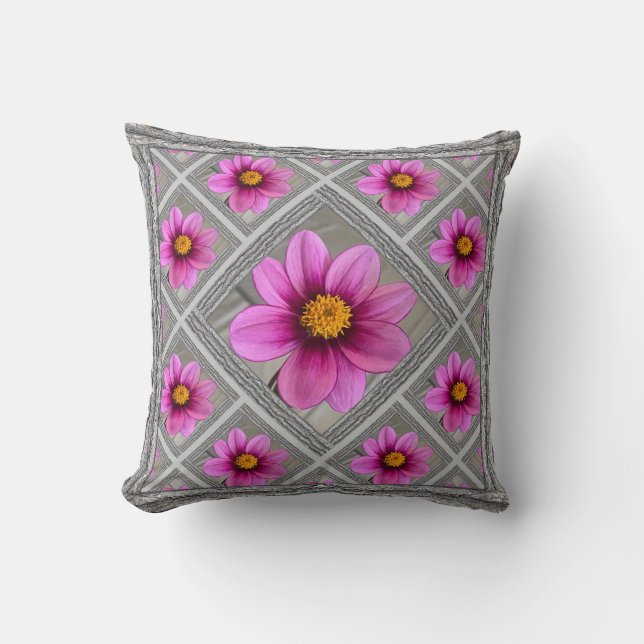 Kopfkissen mit hübsch rosa Dahlias Kissen (Vorderseite)