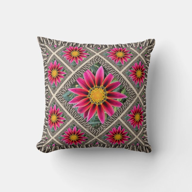 Kopfkissen mit Magenta Gazania Kissen (Vorderseite)