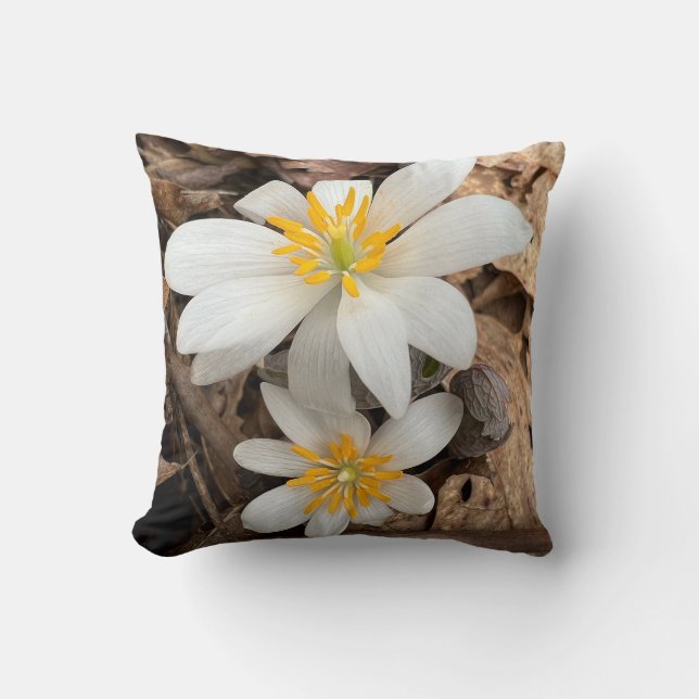 Kopfkissen mit weißer Wildblume Kissen (Vorderseite)