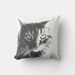 Kopfkissen Schwarz-Weiß Katze Gesichtsphoto Kissen