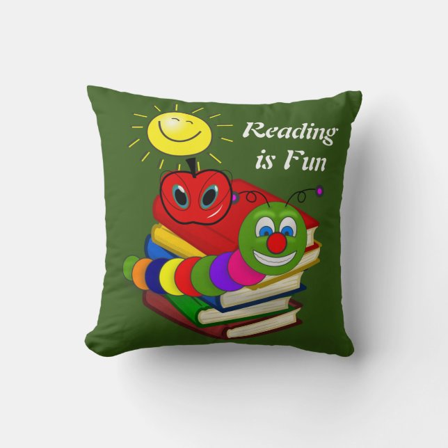 Kopfkissenbuchwurm, Bücher, Apfelgrün Kissen (Vorderseite)
