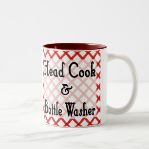 Kopfkoch und Flaschenwäscher Lustiger Spruch Beche Zweifarbige Tasse