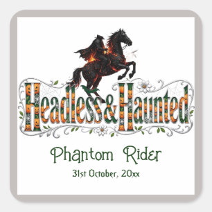 Kopflose & Verfolgte Sleepy Hollow Phantom-Reiter- Quadratischer Aufkleber