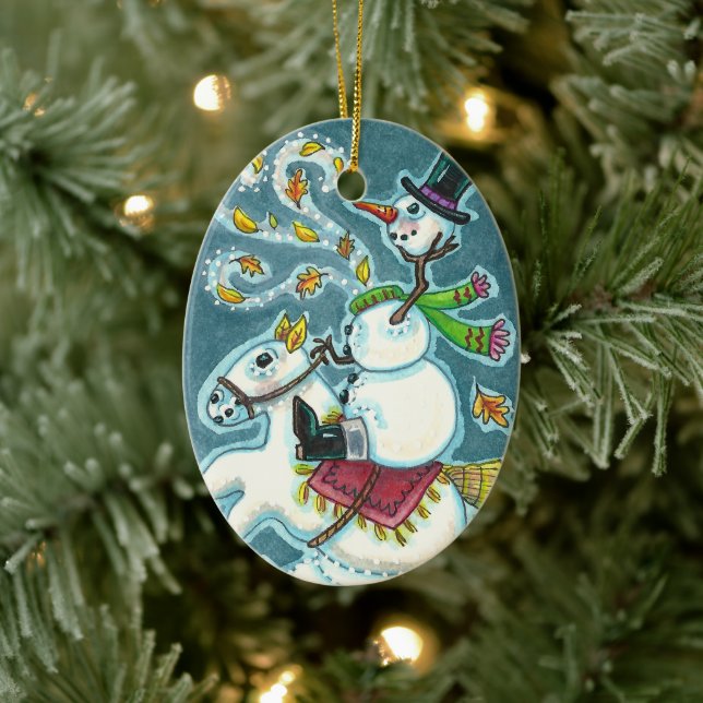 KOPFLOSER HORSEMAN SNOWMAN, XMAS HALLOWEEN SPASS, KERAMIK ORNAMENT (Baum)