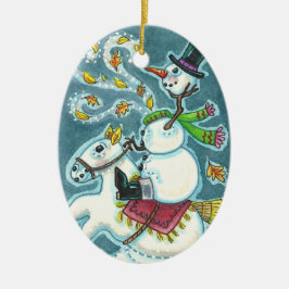 KOPFLOSER HORSEMAN SNOWMAN, XMAS HALLOWEEN SPASS, KERAMIK ORNAMENT