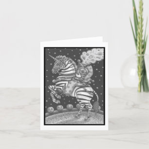 KOPFLOSER REITER-CLOWN, ZEBRA-GRUßKARTE KARTE