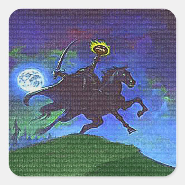 Kopfloses Pferd im blauen Licht Quadratischer Aufkleber (Vorderseite)