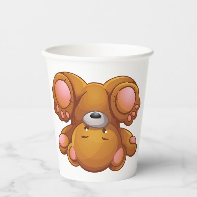 Kopfstehender Teddybär Pappbecher (Vorderseite)