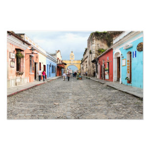 Kopfstein-Straße in Antigua, Guatemala Fotodruck