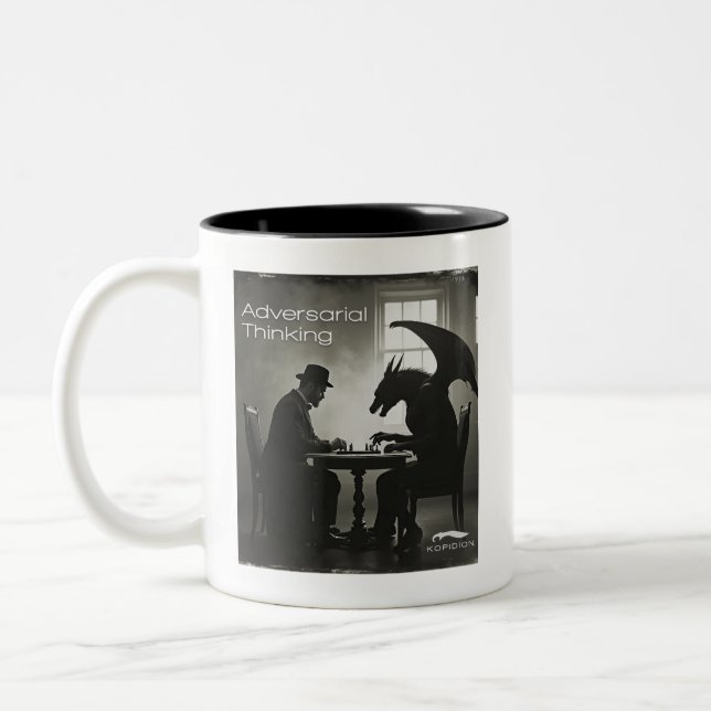Kopidion - Kunstwerk für gegnerische Denkweise Zweifarbige Tasse (Links)