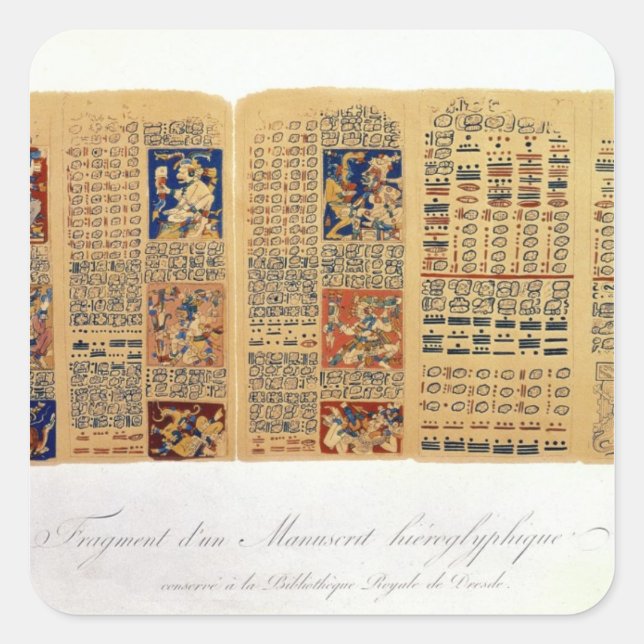 Kopie eines Fragments des Dresdner Codex Quadratischer Aufkleber (Vorderseite)