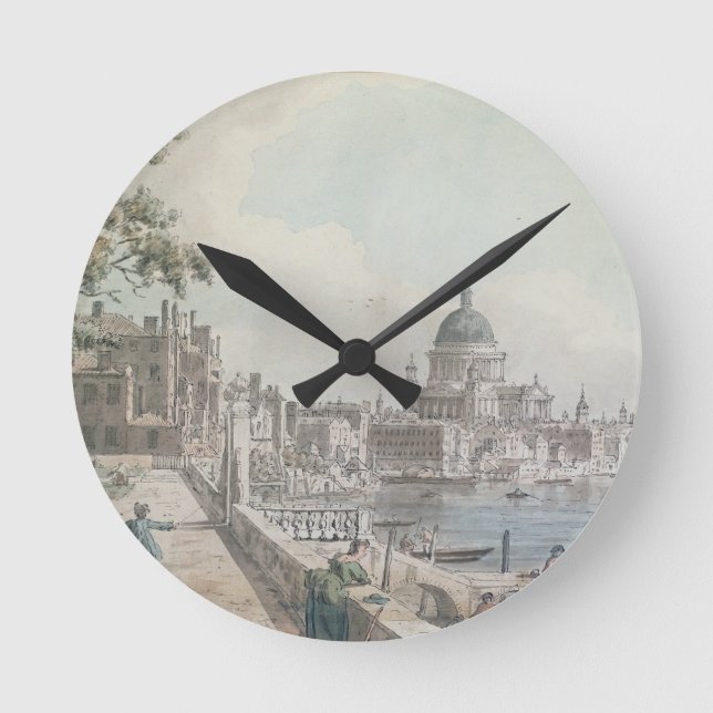 Kopie eines Teils eines zeichnend von Canaletto, S Runde Wanduhr (Vorderseite)