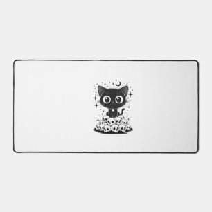 Kopie von Cat Skulls Creepy Cute Kitty Goth Black  Schreibtischunterlage