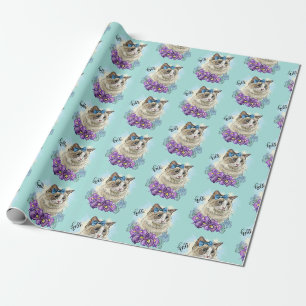 Kopie von Handzeichnung lustige Niedliche Katze mi Geschenkpapier