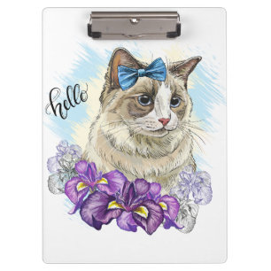 Kopie von Handzeichnung lustige Süße Katze mit Blu Klemmbrett