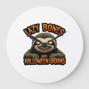 Kopie von Lazy Bones und Halloween Groans - Grusel Große Wanduhr