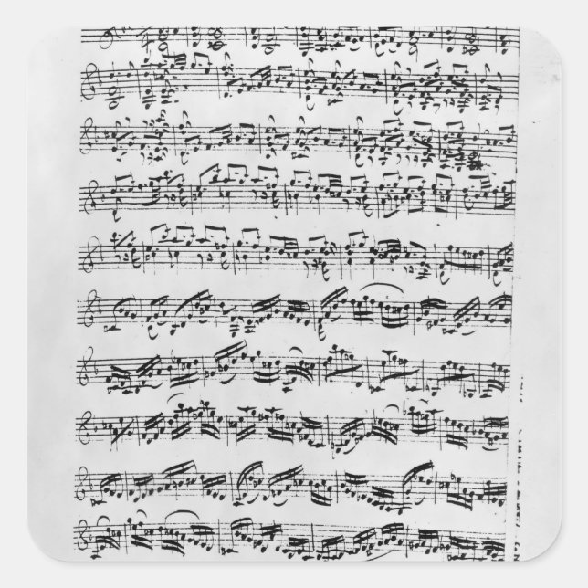 Kopie von "Partita in D Minor for Violin" Quadratischer Aufkleber (Vorderseite)