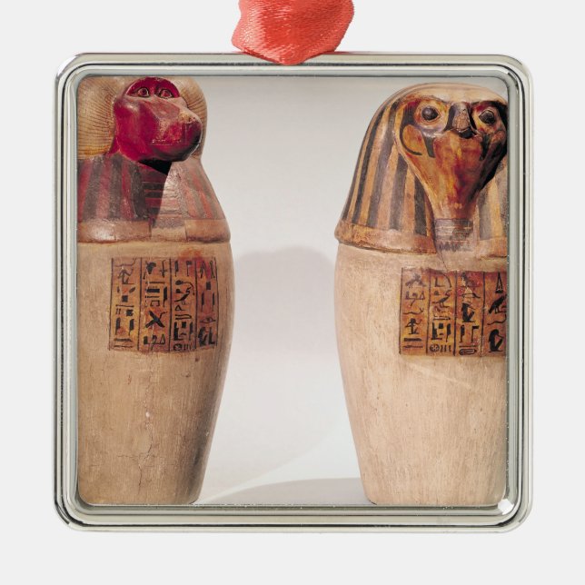 Kopien von zwei canopic Gläsern des neuen Silbernes Ornament (Vorne)