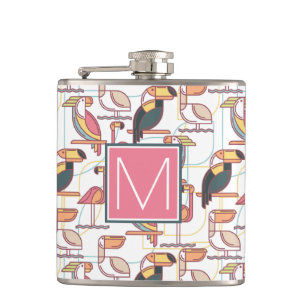 Kopieren Sie mit tropischen Vögeln, die   Ihre Flachmann