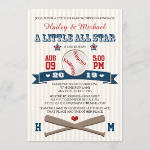 KOPPELN ALLE STAR BASEBALL BABY SHOWING INVITATION EINLADUNG