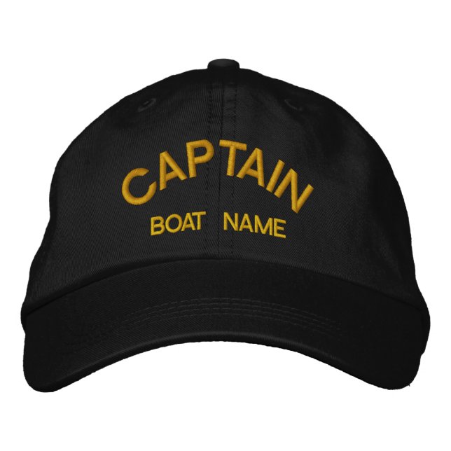 KOPTAIN UND BOOTNAME DES Sailers Bestickte Baseballkappe (Vorderseite)