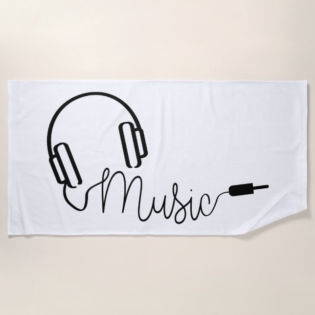 Koptelefoon voor muziek app, radio of mp3 luiteren strandtuch (Vorderseite)