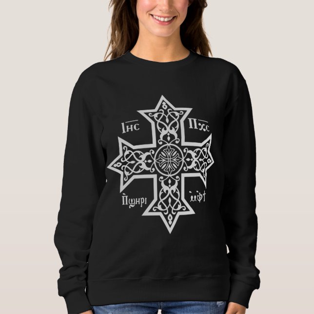 Koptisch-orthodoxes Kreuz mit Jesus Christus, dem  Sweatshirt (Vorderseite)
