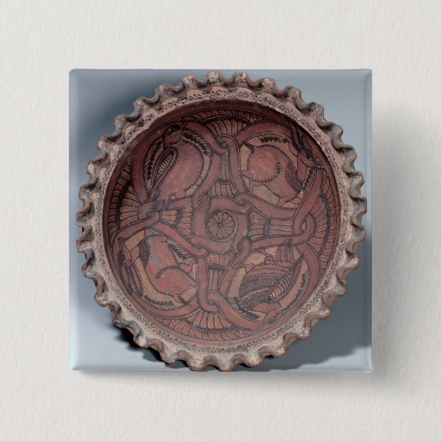 Koptische Schale, gemalte Terrakotta mit Button (Vorderseite)