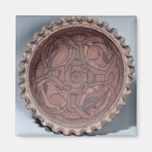 Koptische Tasse, bemalte Terrakotta mit Streifen, Magnet (Vorne)