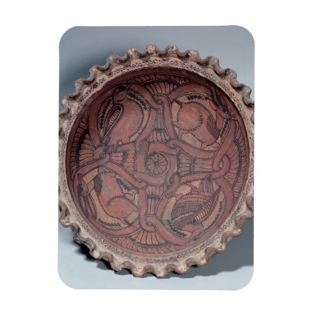 Koptische Tasse, bemalte Terrakotta mit Streifen, Magnet (Vertikal)