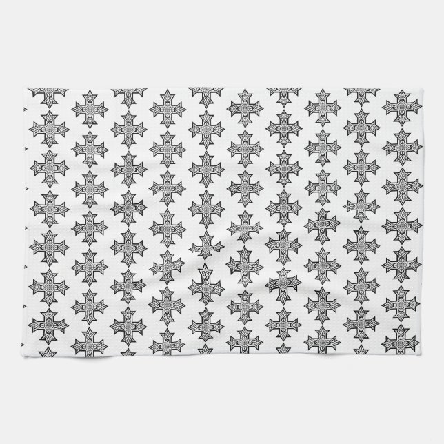 Koptisches Kreuz Premium Fine Art Geschirrtuch (Horizontal)