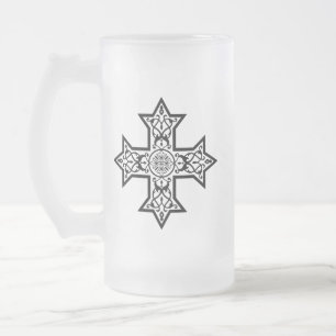 Koptisches Kreuz Premium Fine Art Mattglas Bierglas