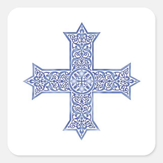 koptisches Kreuz Quadratischer Aufkleber (Vorderseite)