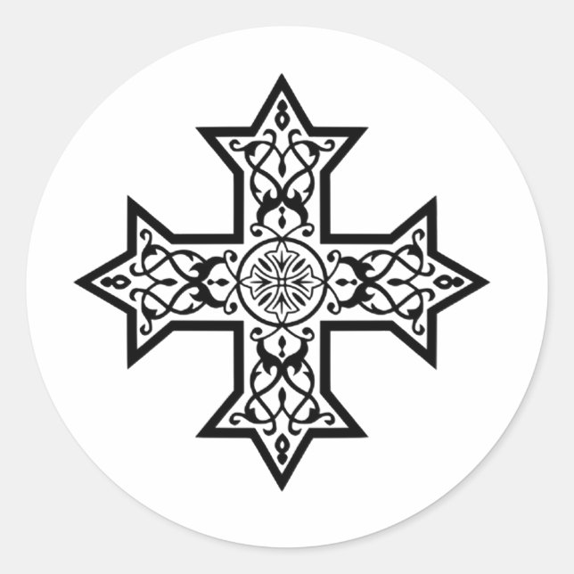 koptisches Kreuz Runder Aufkleber (Vorderseite)