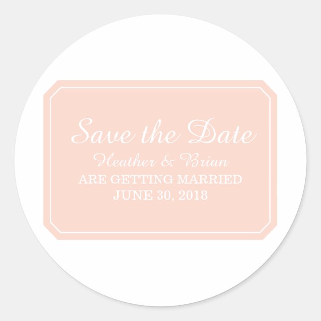 Koral einfach elegant Save the Date Runder Aufkleber (Vorderseite)