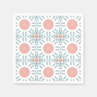 Koralle Aqua Floral Geometrische Fliesen Decoupage Serviette