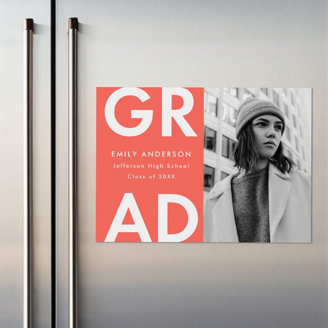 Koralle | Bold Grad Foto Abschluss Ankündigung (Von Creator hochgeladen)