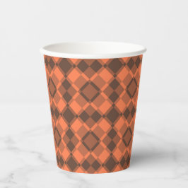 Koralle-Braun-Karo-Argyle-Muster Pappbecher