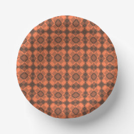 Koralle-Braun-Karo-Argyle-Muster Pappteller